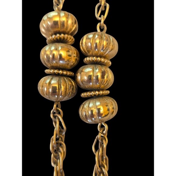 Vintage Monet Gold-Tone 53" Double Strand Rope Chain Necklace With Beaded Accent - Picture 4 of 6